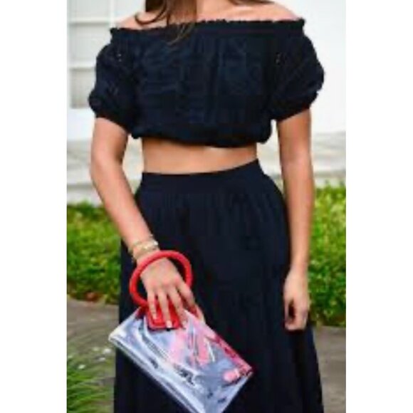 Lilly Pulitzer Penley Onyx Calypso Eyelet Crop Top Large NWT - Picture 9 of 9